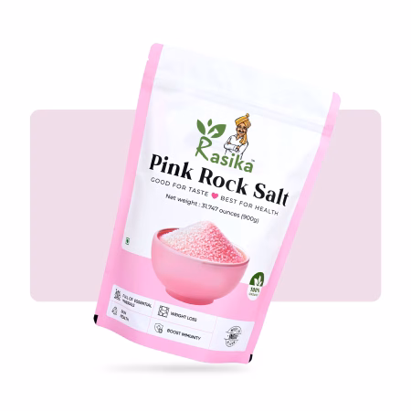 Rasika Pink Rock Salt – natural mineral salt in pink pouch for healthy cooking